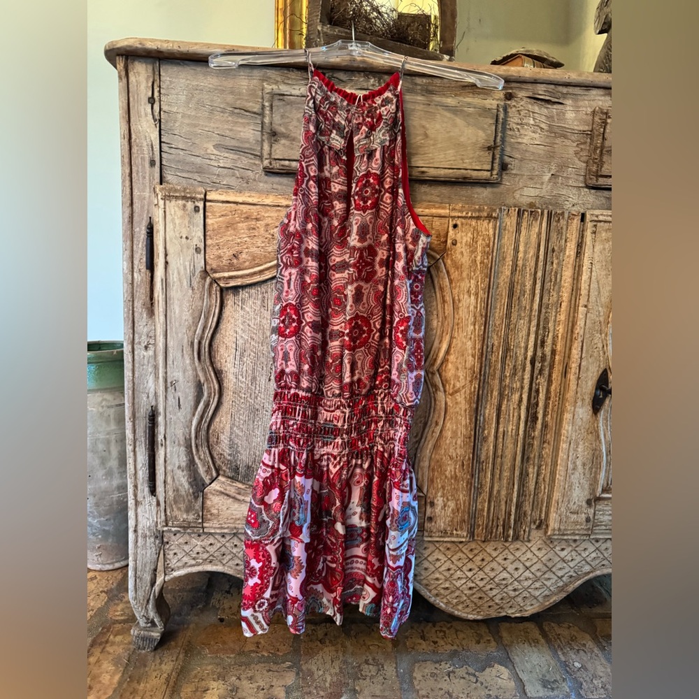 Ramy Brook Red and Pink Paisley Dress